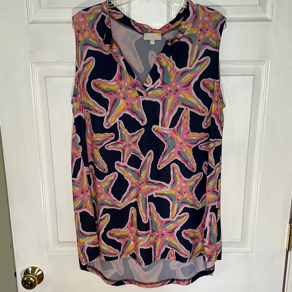 Safely southern Starfish Pattern Sleeveless Blouse/ swimsuit, cover-up